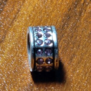 BRIGHTON ABC MINI CRYSTAL PINK DOUBLE ROW SILVER PLATED SPACER BEAD